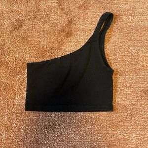 One-Shoulder Black Crop Top